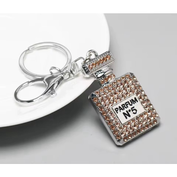 Unbranded Accessories - Perfume Bottle Rhinestone Kaychain Pendant Bag Charm - Champage/Silver 12